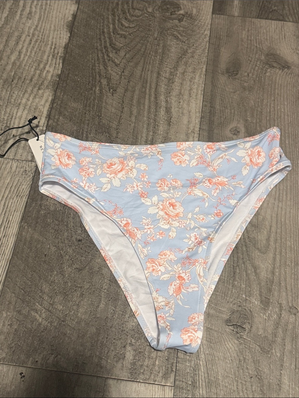 Floral Bikini Bottoms in Light Blue and Peach